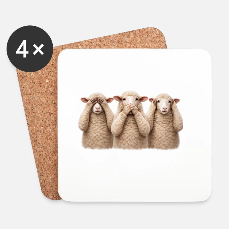 The Three Sheep - Coasters (set of 4) - white