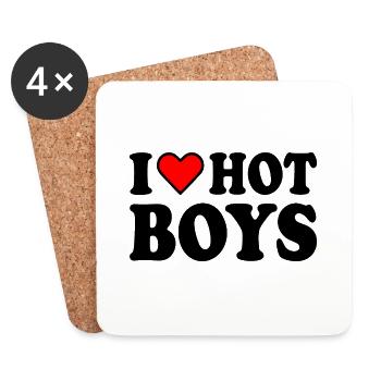 I love hot boys - Dessous de verre (lot de 4) - blanc - Devant