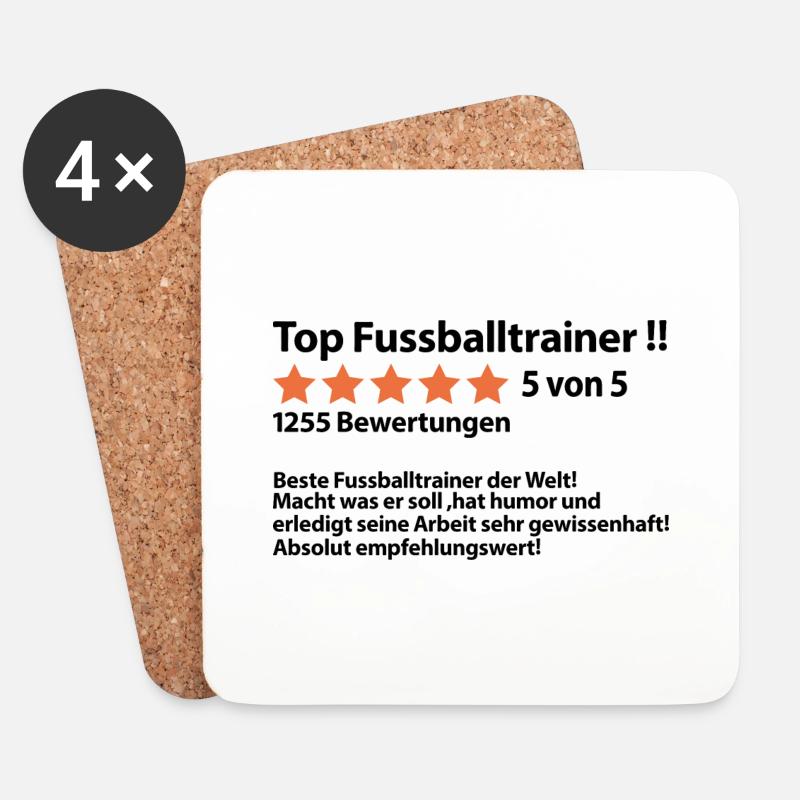 Abschiedsgeschenk Fußball Trainer Fussballtrainer - Untersetzer (4er-Set) - Weiß