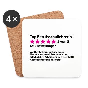 Abschiedsgeschenk Berufsschullehrerin zum Abschied - Untersetzer (4er-Set) - Weiß - Vorne