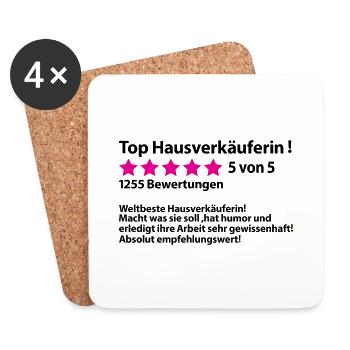 Danke an Dankeschön Hausverkäuferin Vermittlung - Untersetzer (4er-Set) - Weiß - Vorne