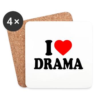 I love drama - Dessous de verre (lot de 4) - blanc - Devant