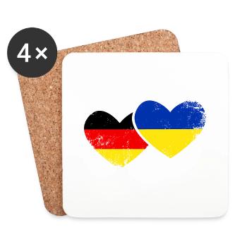 Ich Liebe Ukraine Deutschland Fahne Flagge Herz - Untersetzer (4er-Set) - Weiß - Vorne