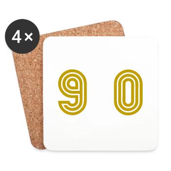 90. 90 ANS. 90e ANNIVERSAIRE. ANNIVERSAIRE 90 ANS. - Dessous de verre (lot de 4) - blanc - Devant