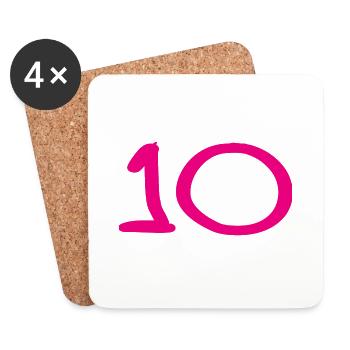 10. 10 ANS. 10e ANNIVERSAIRE. ANNIVERSAIRE 10 ANS. - Dessous de verre (lot de 4) - blanc - Devant