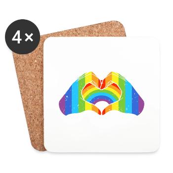 CSD LGBT Hands Shape Rainbow Heart Pride - Coasters (set of 4) - white - Front