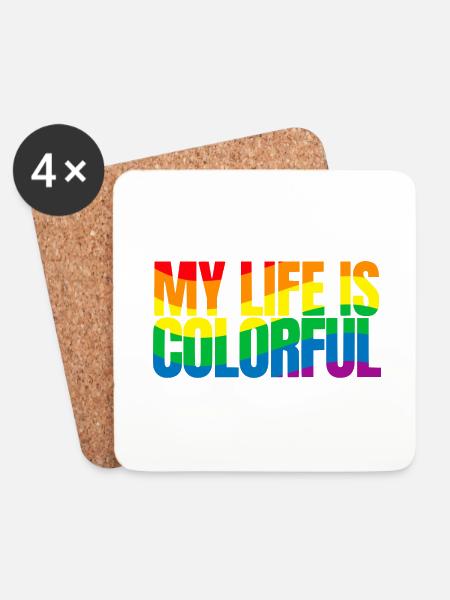 My life is colorful - Untersetzer (4er-Set) - Weiß