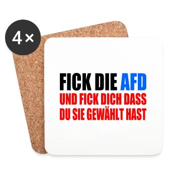 FCK AFD - Gegen Rechts - fuck afd - Untersetzer (4er-Set) - Weiß - Vorne
