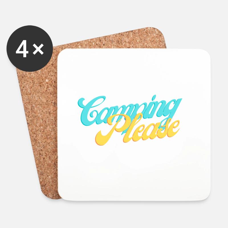Camping Please Retro Script - Untersetzer (4er-Set) - Weiß
