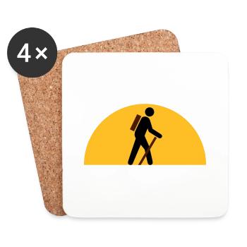 ★ Designfarben änderbar ★ Wanderer, Himmelskörper - Untersetzer (4er-Set) - Weiß - Vorne