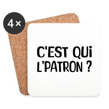 C'est qui l'patron ? - Dessous de verre (lot de 4) - blanc - Devant