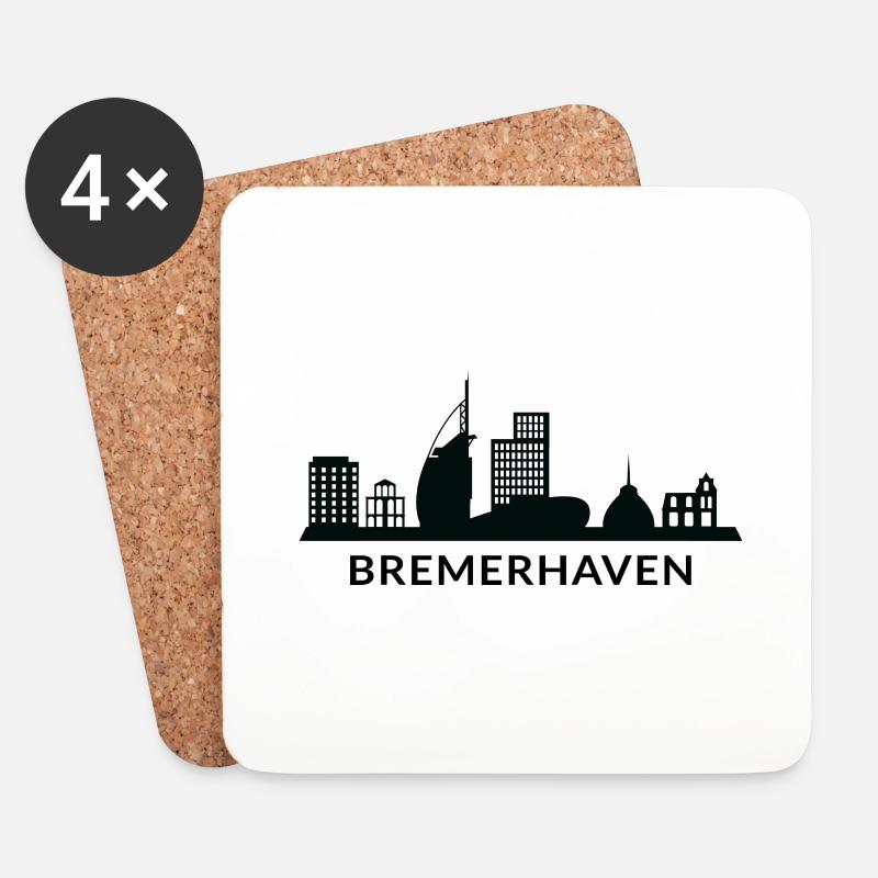 DIe Skyline von der Stadt Bremerhaven Deutschland - Untersetzer (4er-Set) - Weiß