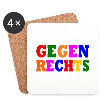 Gegen rechts - Untersetzer (4er-Set) - Weiß - Vorne