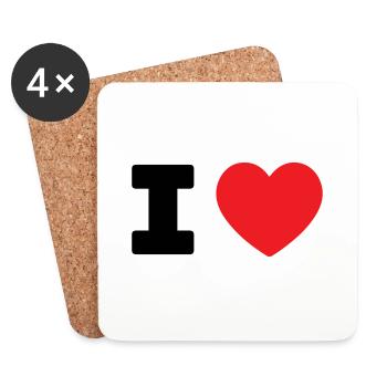 I LOVE - HEART Füge deinen eigenen Text hinzu - Untersetzer (4er-Set) - Weiß - Vorne