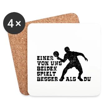 Einer von uns beiden spielt besser Tischtennis - Untersetzer (4er-Set) - Weiß - Vorne