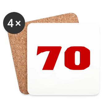 70. 70 ANS. 70e ANNIVERSAIRE. ANNIVERSAIRE 70 ANS. - Dessous de verre (lot de 4) - blanc - Devant