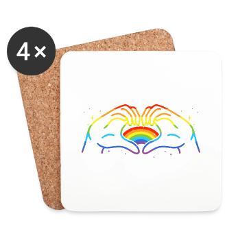 CSD LGBT Hands Shape Rainbow Heart Pride - Coasters (set of 4) - white - Front