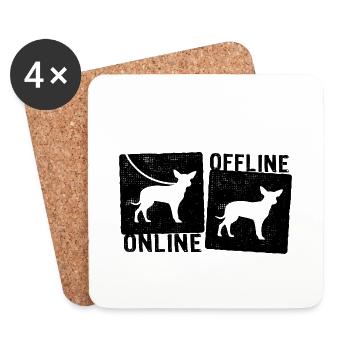 Online Offline - Chihuahua Hund Hundeleine - Untersetzer (4er-Set) - Weiß - Vorne