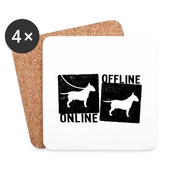 Online Offline - Wolf Bullterrier Hundeleine - Untersetzer (4er-Set) - Weiß - Vorne