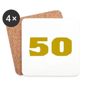 50. 50 ANS. 50e ANNIVERSAIRE. ANNIVERSAIRE 50 ANS. - Dessous de verre (lot de 4) - blanc - Devant