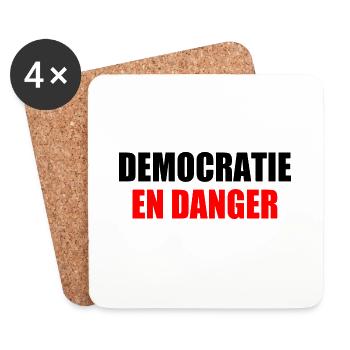 democratie en danger - Dessous de verre (lot de 4) - blanc - Devant