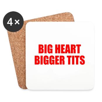 big heart bigger tits - Untersetzer (4er-Set) - Weiß - Vorne