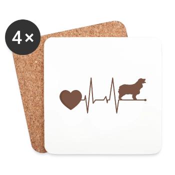 Cocker Chocolat Épagneul Maman Battement de cœur - Dessous de verre (lot de 4) - blanc - Devant