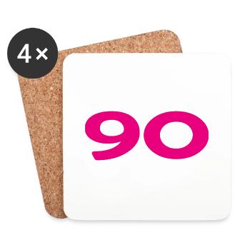 90. 90 ANS. 90e ANNIVERSAIRE. ANNIVERSAIRE 90 ANS. - Dessous de verre (lot de 4) - blanc - Devant