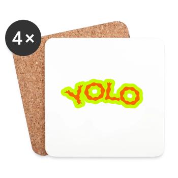 YOLO - Neon PsyPop Retro - Dessous de verre (lot de 4) - blanc - Devant