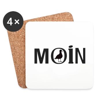 Moin mit der Möwe Nordsee Ostsee - Untersetzer (4er-Set) - Weiß - Vorne