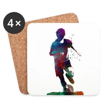 joueur de football 2 sport art - Dessous de verre (lot de 4) - blanc - Devant