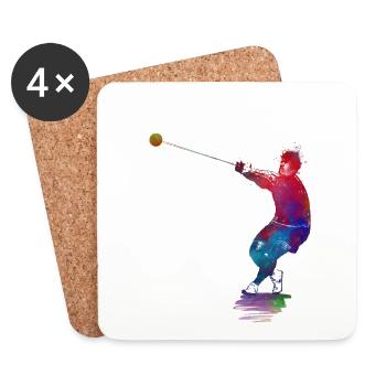 hammer throw sport art - Coasters (set of 4) - white - Front