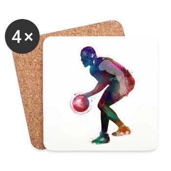 #sport de basket-ball - Dessous de verre (lot de 4) - blanc - Devant