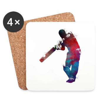 Cricket sport art #cricket - Coasters (set of 4) - white - Front