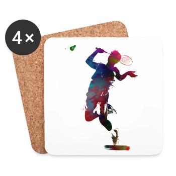 Badminton sport art #badminton - Coasters (set of 4) - white - Front