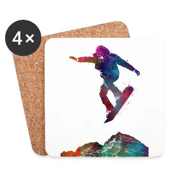 snowboard sport art #snowboard - Coasters (set of 4) - white - Front