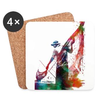 Fishing sport art #fishing - Coasters (set of 4) - white - Front