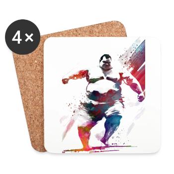 Art sportif de sumo #sumo - Dessous de verre (lot de 4) - blanc - Devant
