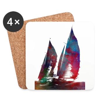Sailing sport art #sailing - Coasters (set of 4) - white - Front