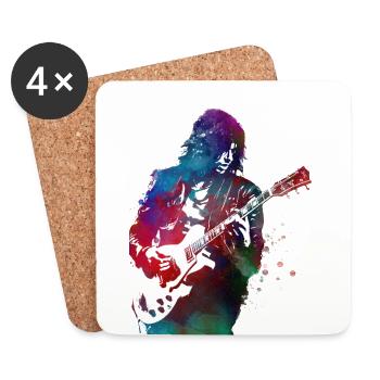 Guitariste de musique - Dessous de verre (lot de 4) - blanc - Devant