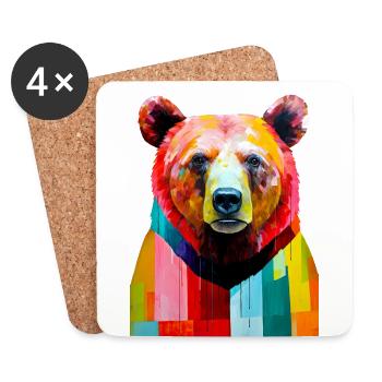 Art animal ours #bear - Dessous de verre (lot de 4) - blanc - Devant