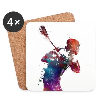 L’art sportif de la crosse #lacrosse #sport - Dessous de verre (lot de 4) - blanc - Devant