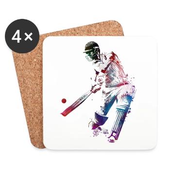 Cricket sport art #cricket - Dessous de verre (lot de 4) - blanc - Devant