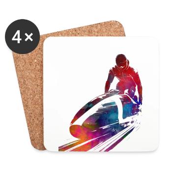 Art du sport de bobsleigh #bobsleigh #sport - Dessous de verre (lot de 4) - blanc - Devant
