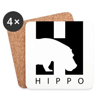 HIppo Silhouette Nilpferd - Untersetzer (4er-Set) - Weiß - Vorne