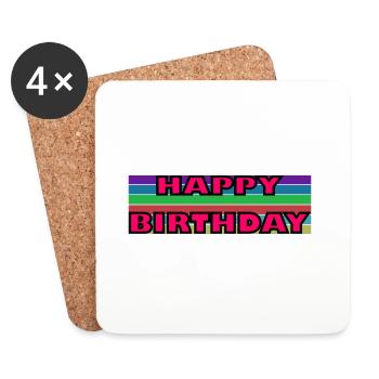 JAHRESTAG. ALLES GUTE ZUM GEBURTSTAG!. ALLES GUTE ZUM GEBURTSTAG!. - Untersetzer (4er-Set) - Weiß - Vorne