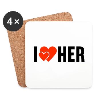 I love her Ich liebe Sie die Liebe - Untersetzer (4er-Set) - Weiß - Vorne