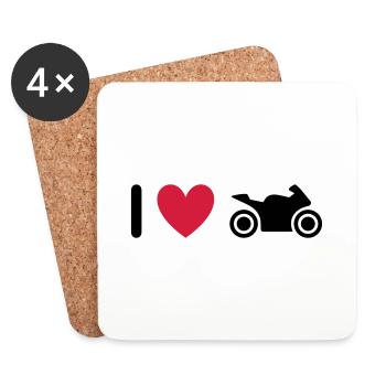 ★ Design colors can be changed ★ I love motorcycles - Coasters (set of 4) - white - Front