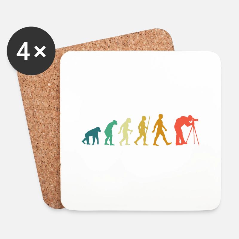 Fotografie Evolution, Fotograf mit Objektiv Kamera - Untersetzer (4er-Set) - Weiß