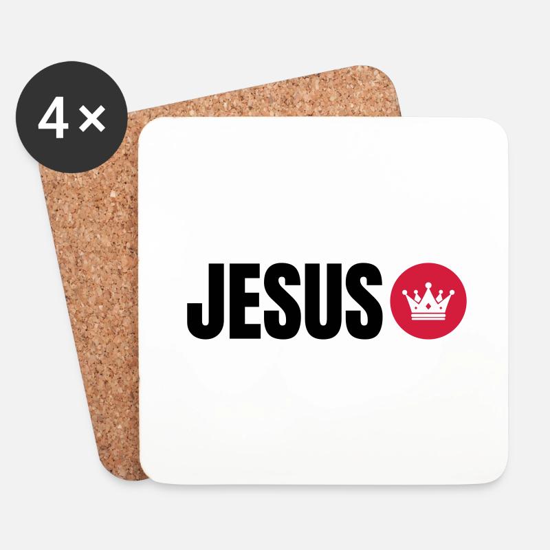 Jesus ist König 👑 - Untersetzer (4er-Set) - Weiß